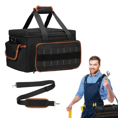Imagen del producto de Bolsa de herramientas de 17 pulgadas con correa para el hombro y varios compartimentos