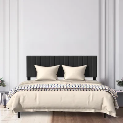 Produktbild von XMTECH Polsterbett 140 x 200 cm Doppelbett mit Kopfteil, Stabiler Bettrahmen mit Lattenrost, Gepolstertes Bettgestell, Samt, Ohne Matratze, Schwarz