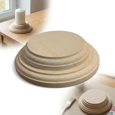 Obrázek produktu pro Dřevěná základna pod svícen DECOUPAGE buková základna pro DIY projekty