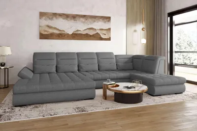 Produktbild von 99rooms Toscana Wohnlandschaft Strukturstoff NEVE Anthrazit Links mit Schlaffunktion