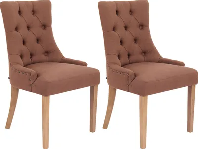 Produktbild von CLP 2er Set Esszimmerstuhl Aberdeen Stoff mit Gestell aus Kautschukholz braun Gestell Farbe antik-hell