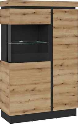 Produktbild von CORTE CORV01L Vitrine 2Türen Kosmos grau/ Evoke Eiche von Wojcik | 1