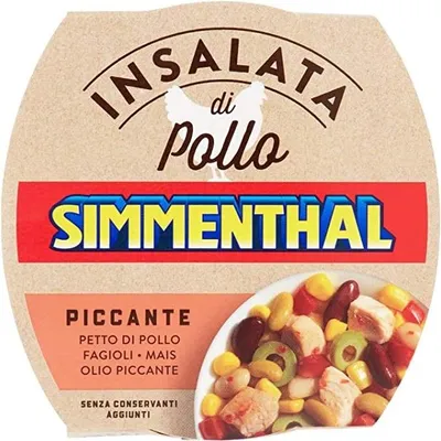 Produktbild von 12x Simmenthal Insalata Di Pollo Piccante Würziger Hühnersalat Hühnerbrust mit Bohnen, Mais und würzigem Öl 160g Fertiggericht Frei von Konservierungsstoffen