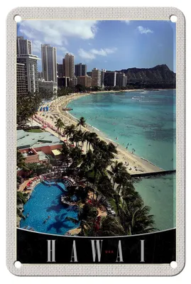 Produktbild von Blechschild Reise 12x18cm Hawaii Insel Amerika USA Urlaub Strand Schild