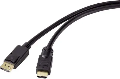 Produktbild von Renkforce DisplayPort / HDMI Adapterkabel DisplayPort Stecker, HDMI-A Stecker 7.50 m Schwarz RF-4581868 DisplayPort-Kab