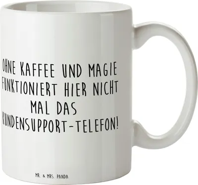 Produktbild von Mr. & Mrs. Panda Teetasse Spruch Kundensupport Magie - Weiß - Geschenk, Berufspassion, Support, Stress, Alltagshilfen, Hilfsbereitschaft, Kaffeetasse, Dekotasse, Beruf