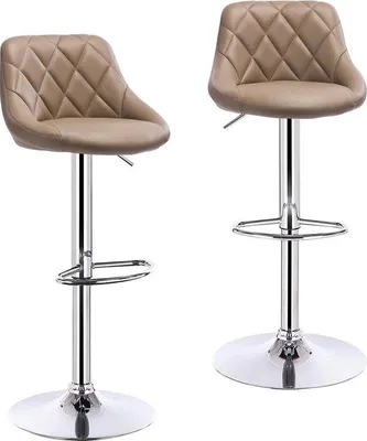Image de Tabourets en similicuir beige avec dossier, lot de 2