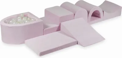 Produktbild von Der größte Schaumstoff-Spielplatz mit Pool Micro Velvet Soft Hellrosa + 100 Bälle: transparent, perlmuttfarben, opaleszierend