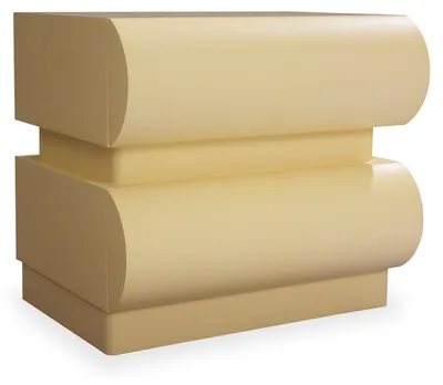 Image de MENZZO Table de chevet avec 2 tiroirs arrondis L45cm Mezade Beige