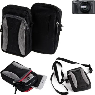 Produktbild von K-S-Trade Fototasche kompatibel mit Canon PowerShot SX730 HS Gürtel-Tasche Holster Umhänge Tasche Kameratasche, schwarz-grau Brust-Beutel