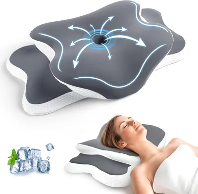 Produktbild von Orthopädisches Kissen mit Nackenstütze aus Memory-Schaum, weiß, für Seitenschläfer
