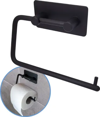 Produktbild von Sanics WC-Rollenhalter Ohne Bohren - Toilettenpapierhalter Selbstklebend - Hängender WC-Papierhalter - Toilettenrollenhalter Schwarz Edelstahl