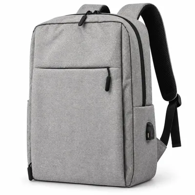 Image de Sac à dos pour ordinateur portable 15,6 pouces – Gris avec port USB – Sac à dos professionnel pour le travail, l'école et les voyages