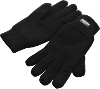 A pair of black gloves shown on a white background.