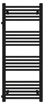 Produktbild von Badheizkörper Schwarz matt 500 x 1200 mm – Handtuchheizkörper mit Seitenanschluss, Anschluss 900 mm, 496 Watt, ohne Heizstab