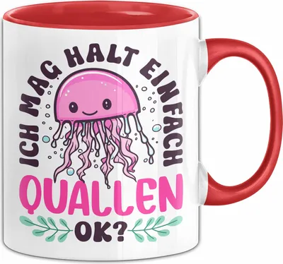 Produktbild von Quallen-Liebhaber Tasse Geschenk Ich Mag Halt Einfach Quallen Ok Geschenkidee Geburtstag Kaffee-Becher (Rot)