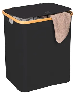 Produktbild von WENKO Bambus Wäschetruhe Uno Ecori in Schwarz 41 x 50 x 33 cm