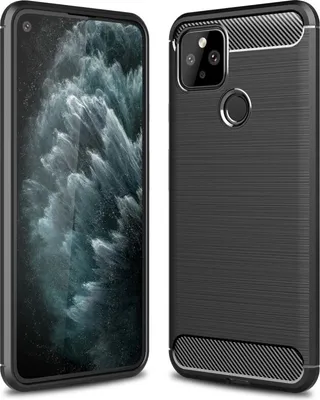 Image de Google Pixel 5 Housse de téléphone portable Etui en silicone Couverture de poche Bumper Etui couleur carbone