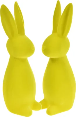 Produktbild von Beflockte Osterhasen Gelbgrün Deko 2er Set Kunststoff, 2 Stück