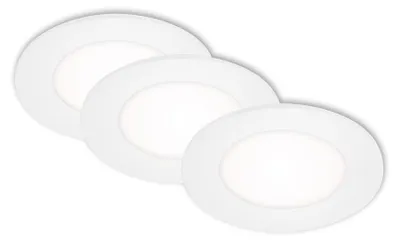Immagine prodotto di Lampade da incasso a LED, set da 3, ultrapiatte, 3 W ciascuna, IP23, plastica bianca Briloner