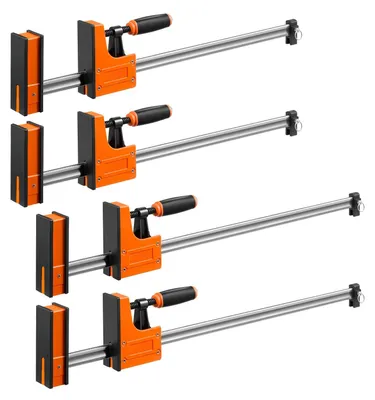 Produktbild von Schraubzwingen - F-Zwingen 4er-Pack - 60,96/78,7 cm - 500 kg Klemmkraft - Klemm- und Spreizfunktion - Weiche Gummifüße - Kohlenstoffstahlstange - Für Holz- und Metallbearbeitung