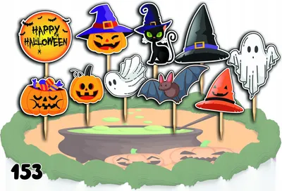 Zdjęcie produktu dla Toppery Na Tort Ozdobne Dekoracja Zestaw - Halloween Dynia 10Szt.