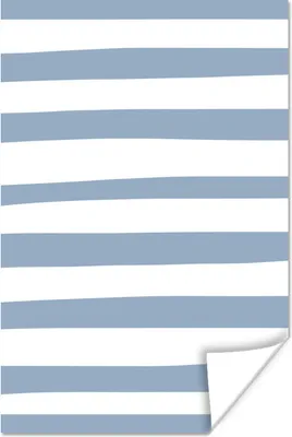 Produktbild von MuchoWow® Poster Blau und weiß - Gestreift - Illustration - Kinder 120x180 cm - Kunstposter