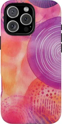 Produktbild von Abstrakte Aquarellkreise in warmen Farbtönen – Hülle Kompatibel mit iPhone 16 Pro Max