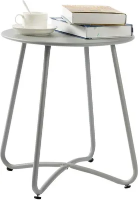 Image de Table d'extérieur ronde - Idéale pour l'extérieur - Grise - Métallique
