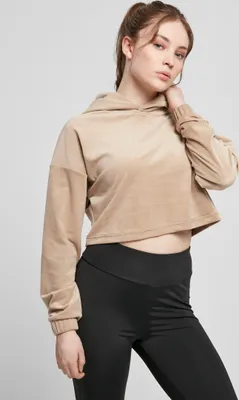 Produktbild von TB4525 - Ladies Cropped Velvet Oversized Hoody softtaupe XL
