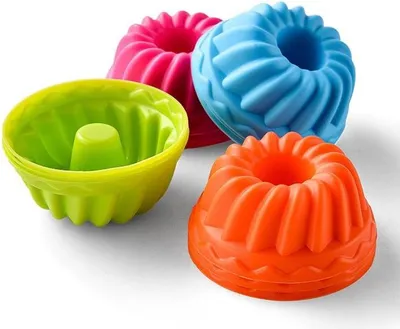 Produktbild von 12 x Gugelhupfform Silikon Mini Backform Wiederverwendbare Muffinförmchen für Kuchen Dessert Schokolade Pudding Gelee