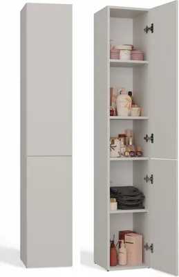 Produktbild von Badezimmerschrank: eine Tür, fünf Einlegeböden, Farbe: Kaschmir,