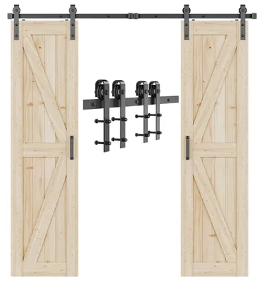 Produktbild von Schiebetürbeschlag Schiebetürsystem Laufschiene - 244 cm - 64 mm - Set für Doppeltür - Tragkraft 159 kg