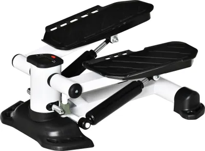 Obrázok produktu pre HOMCOM Mini Stepper Mini Bike Fitness Cvičenie na bicykli LCD obrazovka s dvoma veľkými pedálmi Kov ABS biela + čierna 48 x 34 x 21 cm