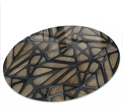 Produktbild von Bedruckte Glas Tischplatte fi70 cm – Glas Tischplatte Küche – Tischplatte aus Sicherheitsglas – Glasplatte für Küchentisch – Moderne Tischplatte Glas – Dekorative Glastischplatte – Pflegeleichte Tischplatte Küche – Abstraktion aus Holz, KI-generiertes Bild