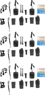 Obrázok produktu pre Vysielačky Walkie-Talkies – sada 6 ks – 16 kanálov – veľký dosah – dobíjateľné – so slúchadlami – oranžové