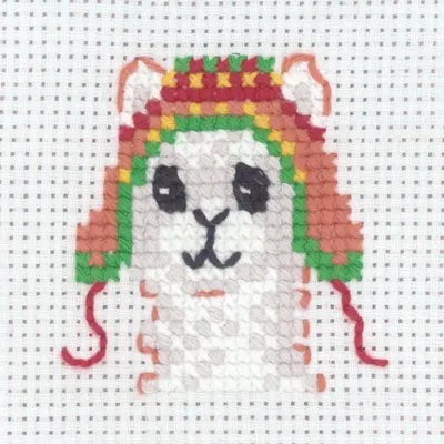 Immagine prodotto di Confezione da ricamo a punto croce Permin "Alpaca", schema contato, 8x8cm