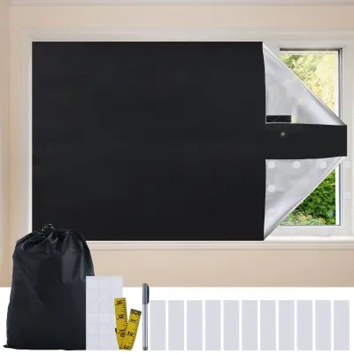 Verdunkelungsrollo 300 x 145 cm, schwarz, ohne Bohren, Wärmedämmung, tragbar