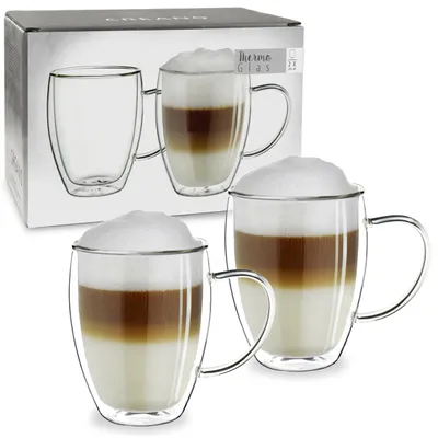 Image de Verres à café à double paroi avec anse, 250 ml – Lot de 2 verres isothermes