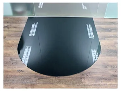 Produktbild von Rundbogen 120x140cm Glas schwarz - Funkenschutzplatte Kaminbodenplatte