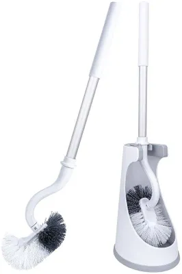 Produktbild von Toiletborstel-Set, gebogen, lang, silber-weiß, Kunststoff