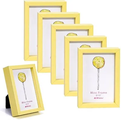 Produktbild von Winlor Kleine Bilderrahmen-Set 2x3, 6 Stück, Magnetische Bilderrahmen für Kühlschrank und Schreibtisch, Mini-Bilderrahmen für Instax-Kameras