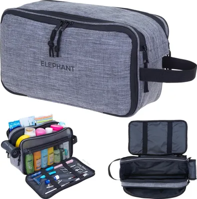 Produktbild von Kulturbeutel Kulturtasche gross viele Fächer Kosmetiktasche gross Reise Sauna Sport Freizeit Tasche Elephant Travel Washbag XL 13028 Grau Schwarz