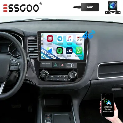 Obrázek produktu pro Autorádio Double DIN pro Mitsubishi Outlander (2012-2018) s 10palcovým dotykovým displejem, systémem Android 15, GPS navigací, funkcemi Carplay a Android Auto, podporou DAB+, Bluetooth, 6 GB RAM a 128 GB paměti