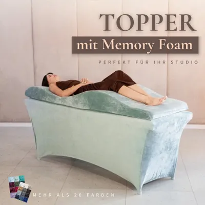 Produktbild von Wellen-Matratze (curved lash bed topper) mit Memory-Schaum und velours Bezug | Für Wimpernverlängerung, PMU & Kosmetikbehandlungen | 180x60 cm, mint