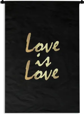 Produktbild von MuchoWow® Wandteppich Wandbehang Zitat - Liebe - Gold 60x90 cm Tapisserie Dekoration Wandtuch - Foto-Teppich - Abwaschbar