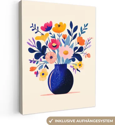 Produktbild von Leinwand Bilder 60x80 cm - Eklektisch - Vase - Blumen, Bild Modern, Wanddeko, Gemälde
