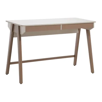 Produktbild von BEAUTYSOFA Schreibtisch mit 2 Schubladen BOREO 120 x 55 cm Computertisch in Kaschmir/Cappuccino – moderner Homeoffice-Tisch mit Metallbeinen
