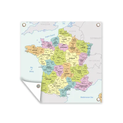 Obrázek produktu pro MuchoWow® Zahradní plakáty - Barevná mapa Francie - 100x100 cm - Zahradní dekorace