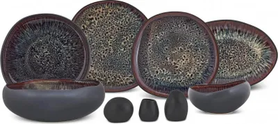 Produktbild von Karaca Earth Collection Galactic 55-teiliges Tafelservice für 12 Personen – Schwarz